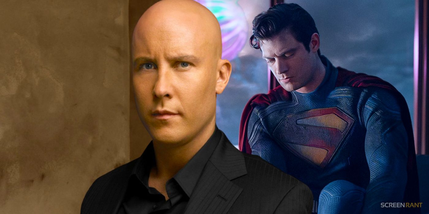 Michael Rosenbaum as Lex Luthor from Smallville next to David Corenswet's Superman