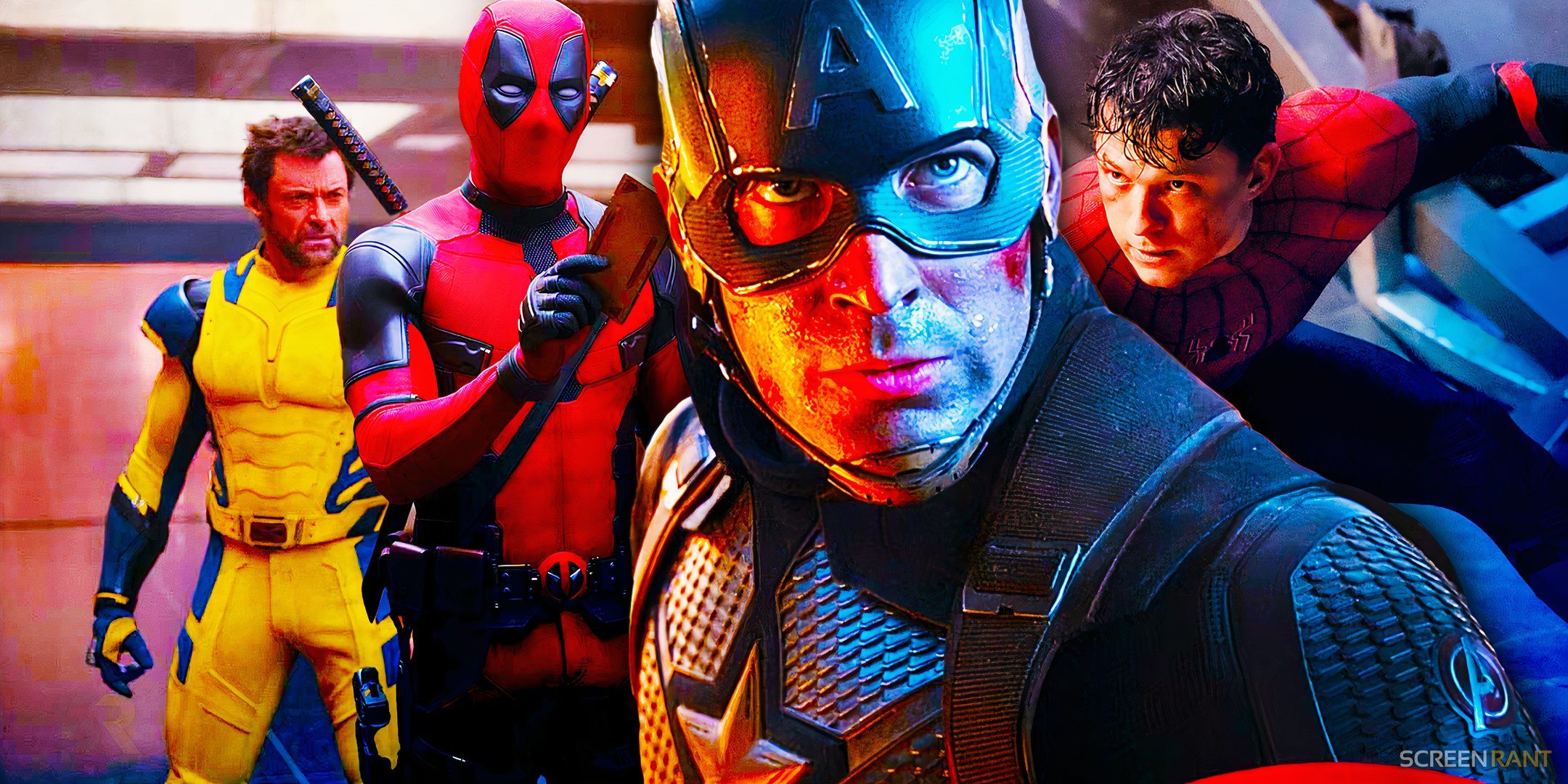 Deadpool and Wolverine, Captain America in Avengers: Endgame and Tom Holland's Spider-Man in No Way Home
