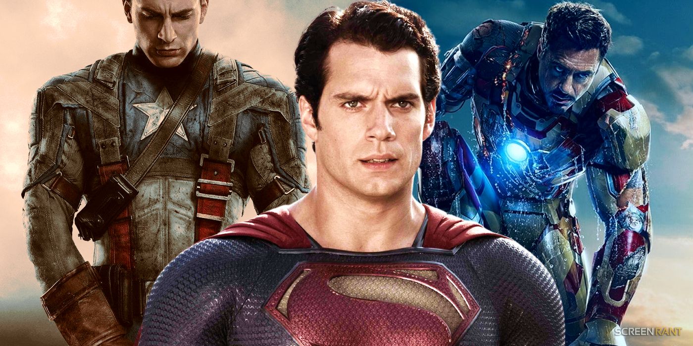 Henry Cavill's Superman with Chris Evans' Captain America and Robert Downey Jr.'s Iron Man