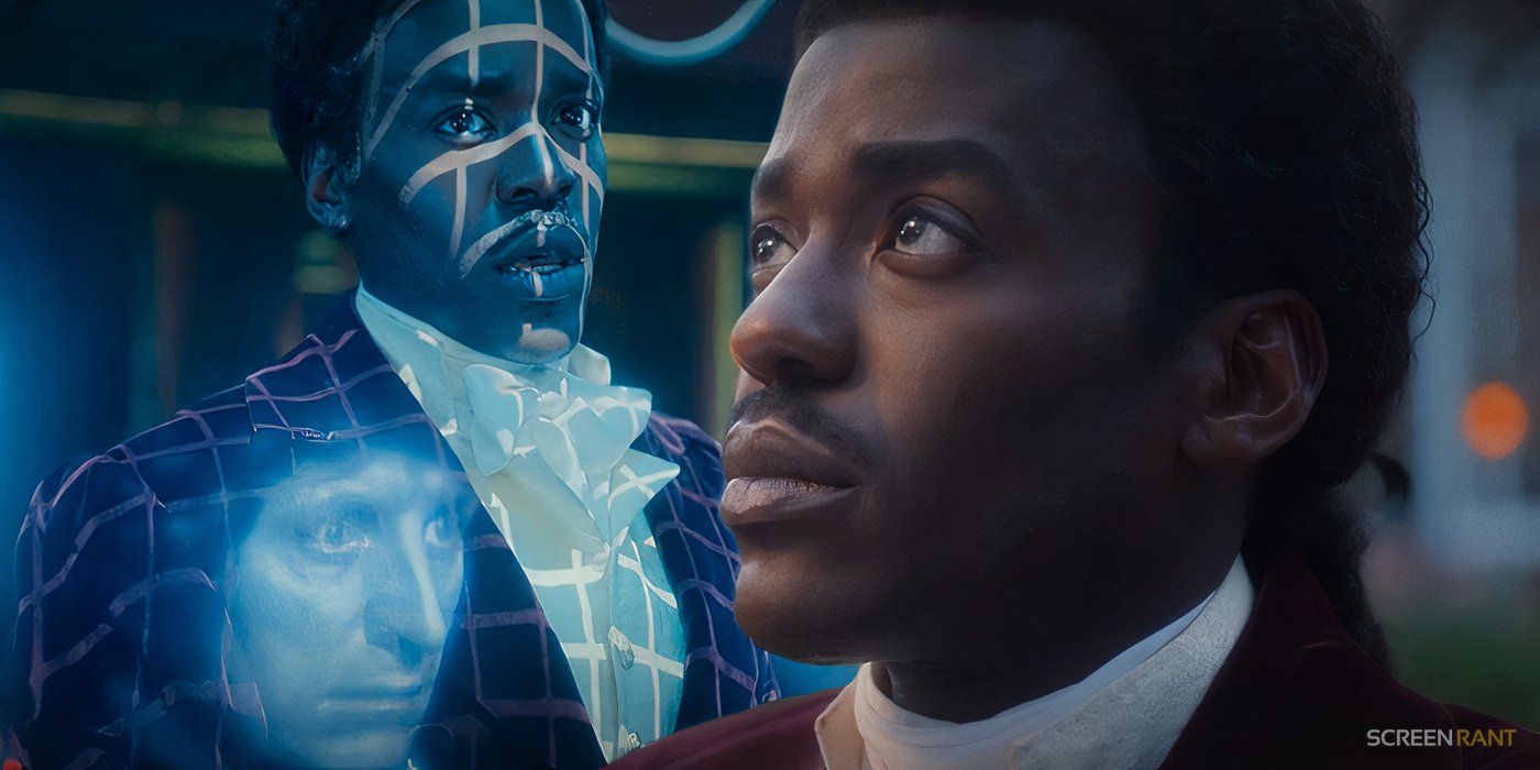 Ncuti Gatwa as the Fifteenth Doctor and holograms in Doctor Who season 14.