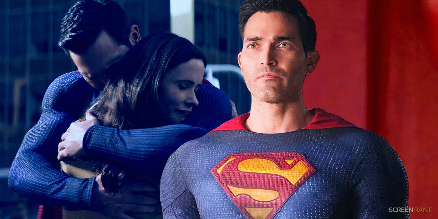 Superman holding Lois Lane in Superman &amp; Lois and Tyler Hoechlin&rsquo;s Man of Steel standing tall