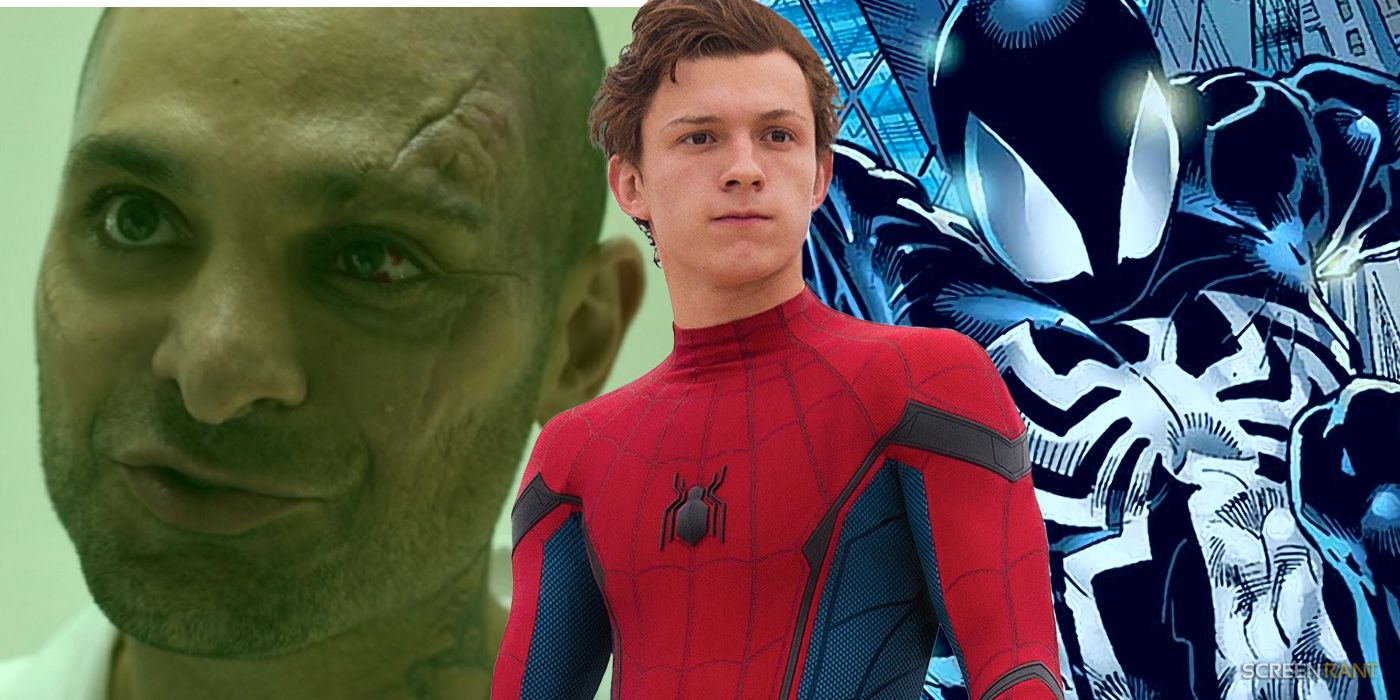Mac Gargan from Spider-Man: Homecoming with Tom Holland as Spider-Man