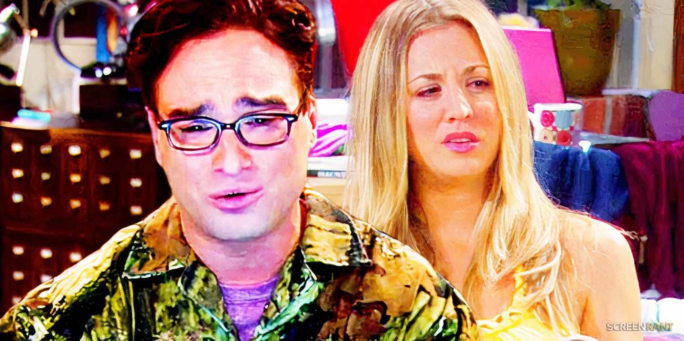 Johnny Galecki as Leonard and Kaley Cuoco as Penny in The Big Bang Theory