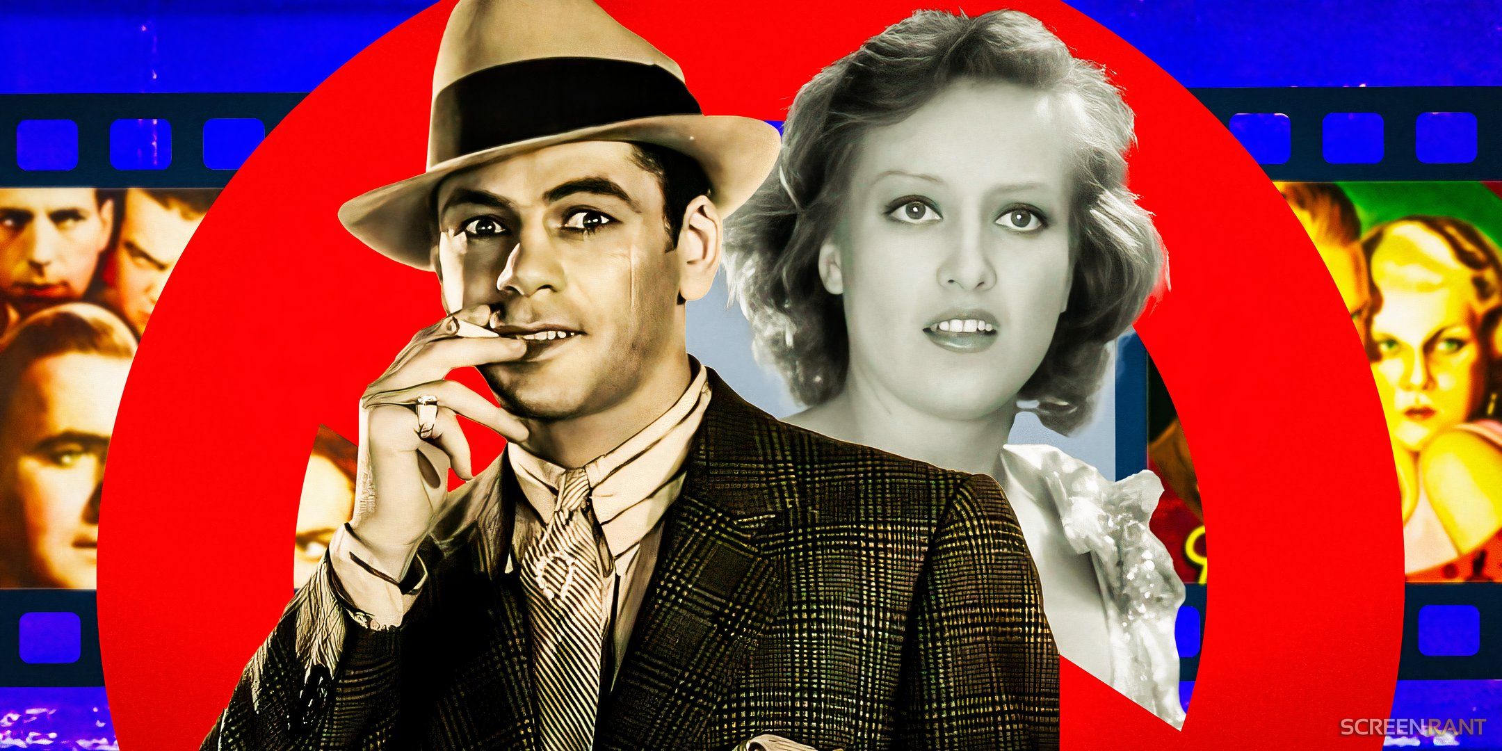 Paul Muni as Tony in Scarface and Joan Crawford in Dance Fools Dance with a gangster movie montage.