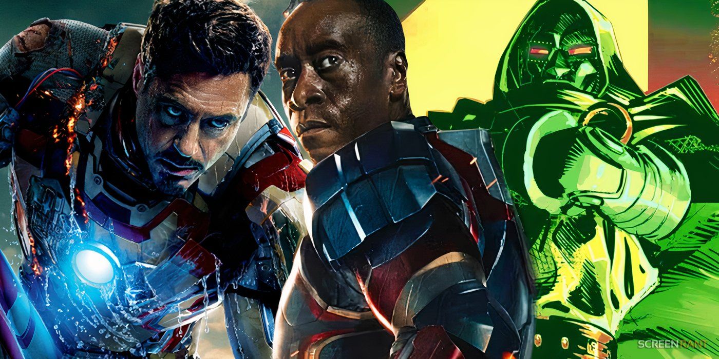 Don Cheadle's War Machine with RDJ's Iron Man and Doctor Doom from Marvel Comics