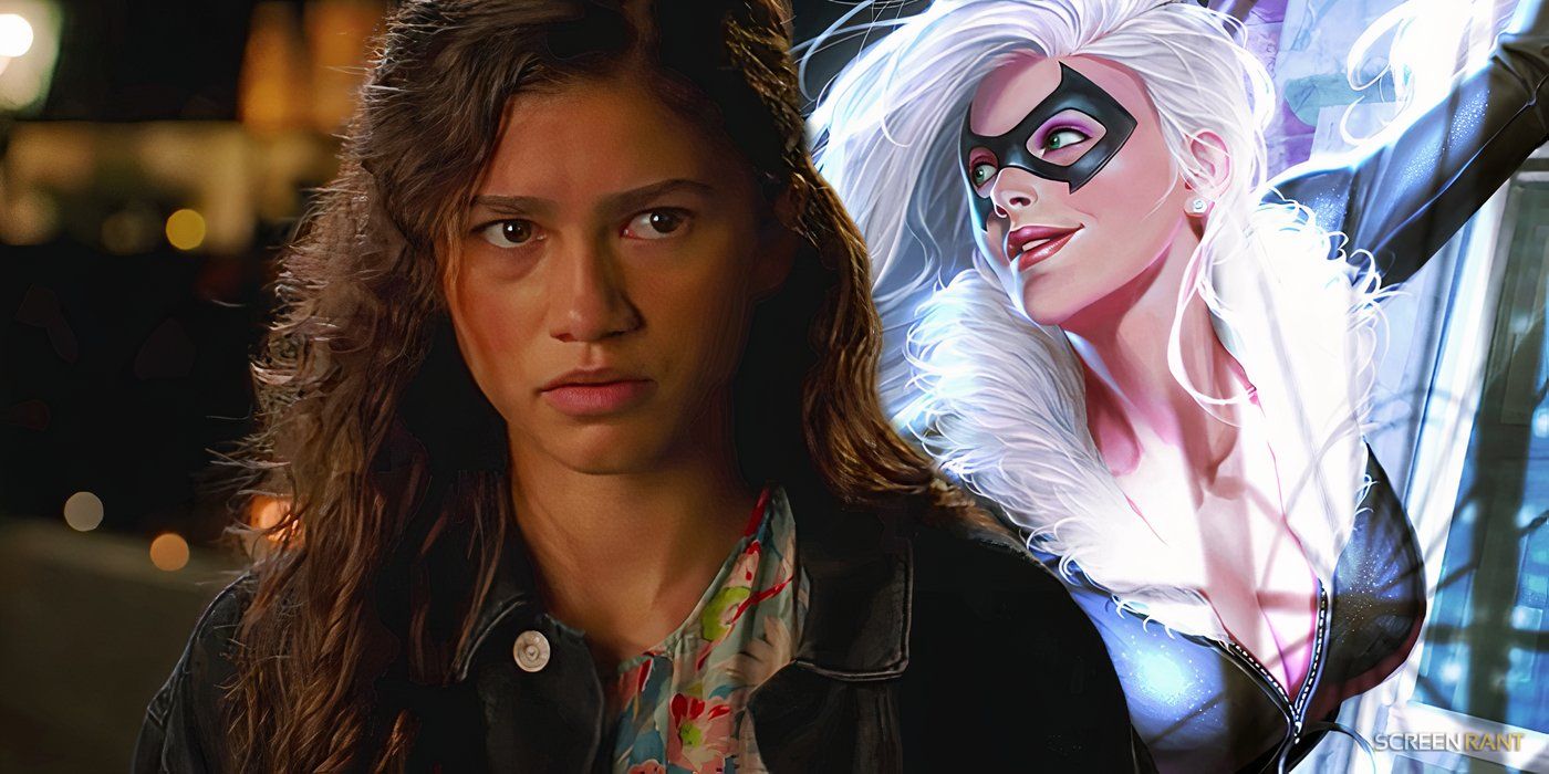 Zendaya's MJ looking confused and Black Cat from Marvel Comics