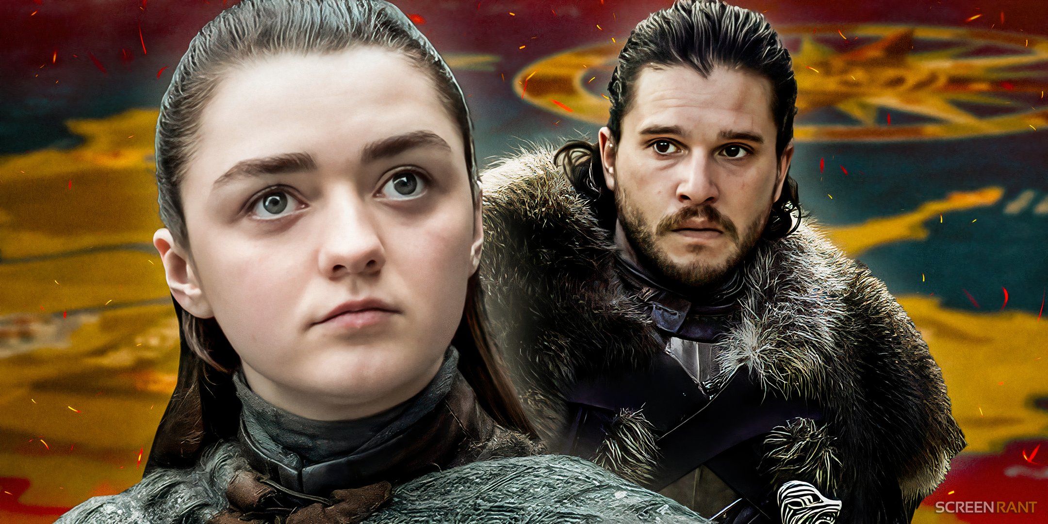 Arya Stark (Maisie Williams) and Jon Snow (Kit Harington) in Game of Thrones