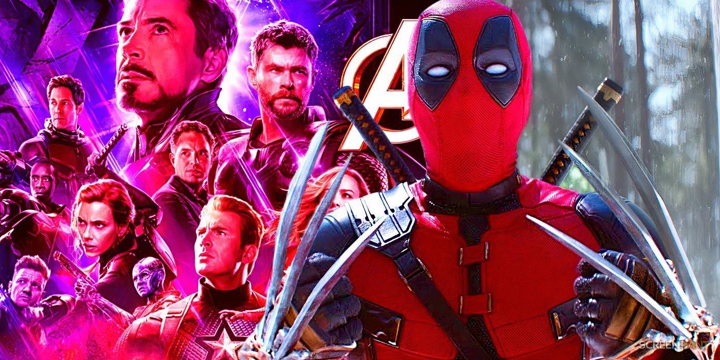 Ryan Reynolds' Deadpool with Wolverine claws in Deadpool & Wolverine and a rose-tinted poster from Avengers Endgame