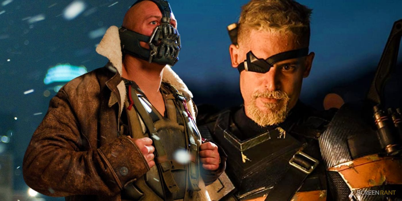 Tom Hardy como Bane y Joe Manganiello como Mortífago