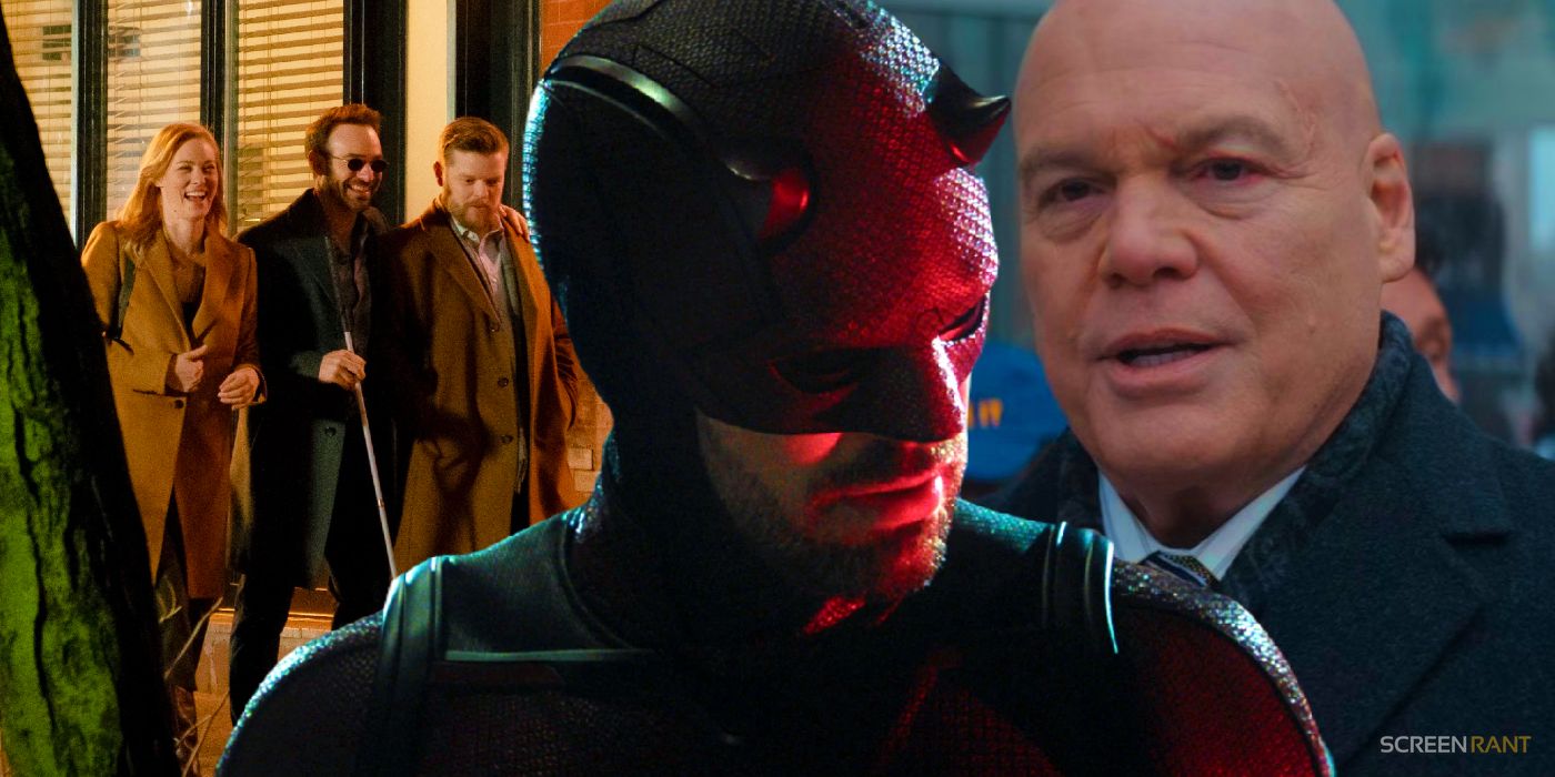 Charlie Cox brooding as Daredevil next to Vincent D'Onofrio as Wilson Fisk/Kingpin