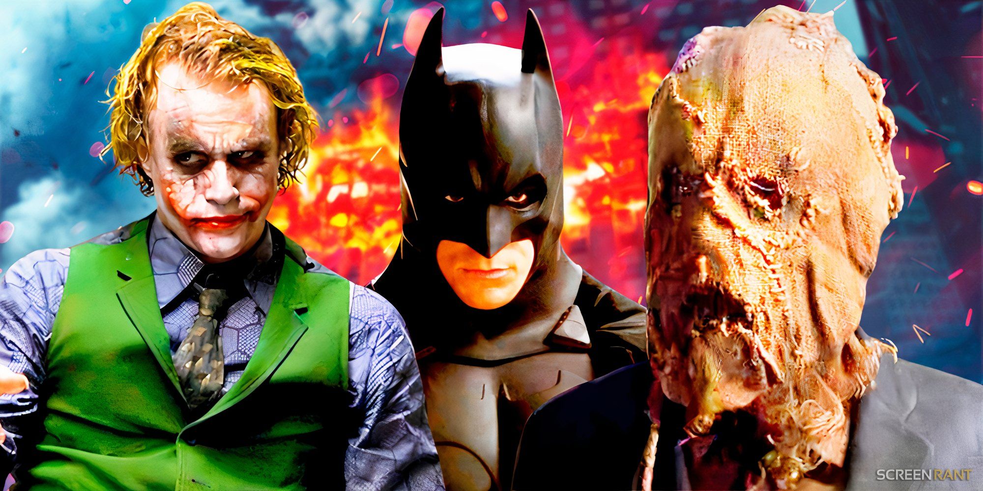 Bale's Batman, Ledger's Joker, and Cillian Murphy's Scarecrow