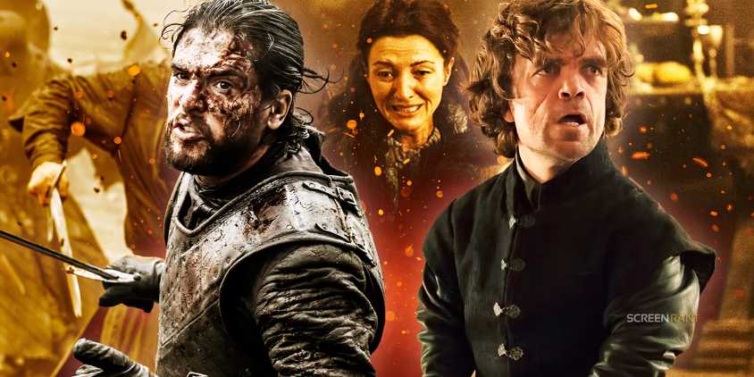 Jon Snow, Catelyn Stark, and Tyrion Lannister in Game of Thrones