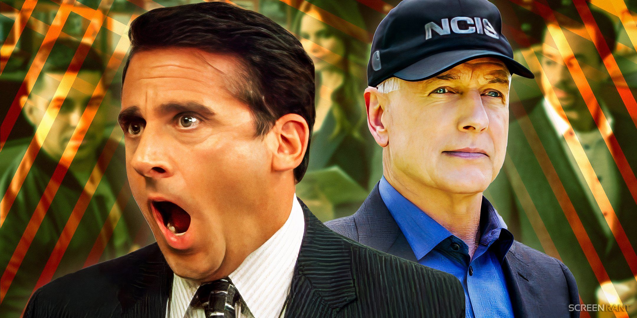 Steve Carrell as Michael Scott and Mark Harmon as Leroy Gibbs