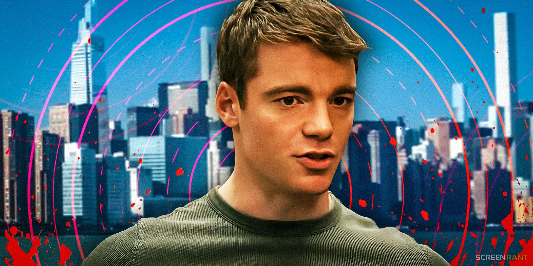 Peter in The Night Agent season 2 with a target and New York in the background