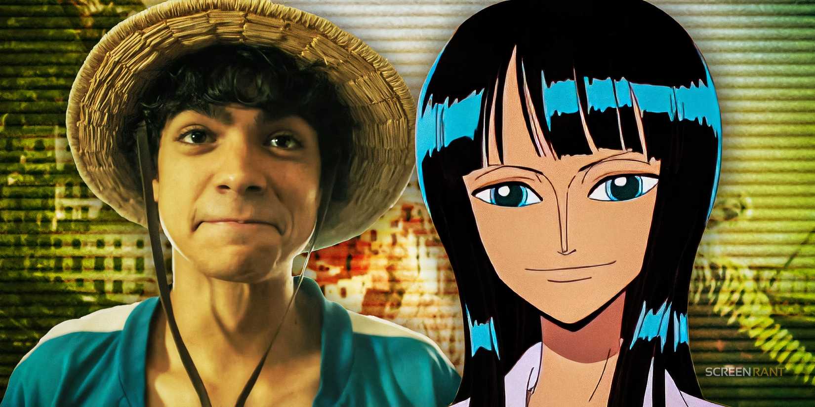 Inaki Godoy as live-action Luffy and Nico Robin from the One Piece anime.