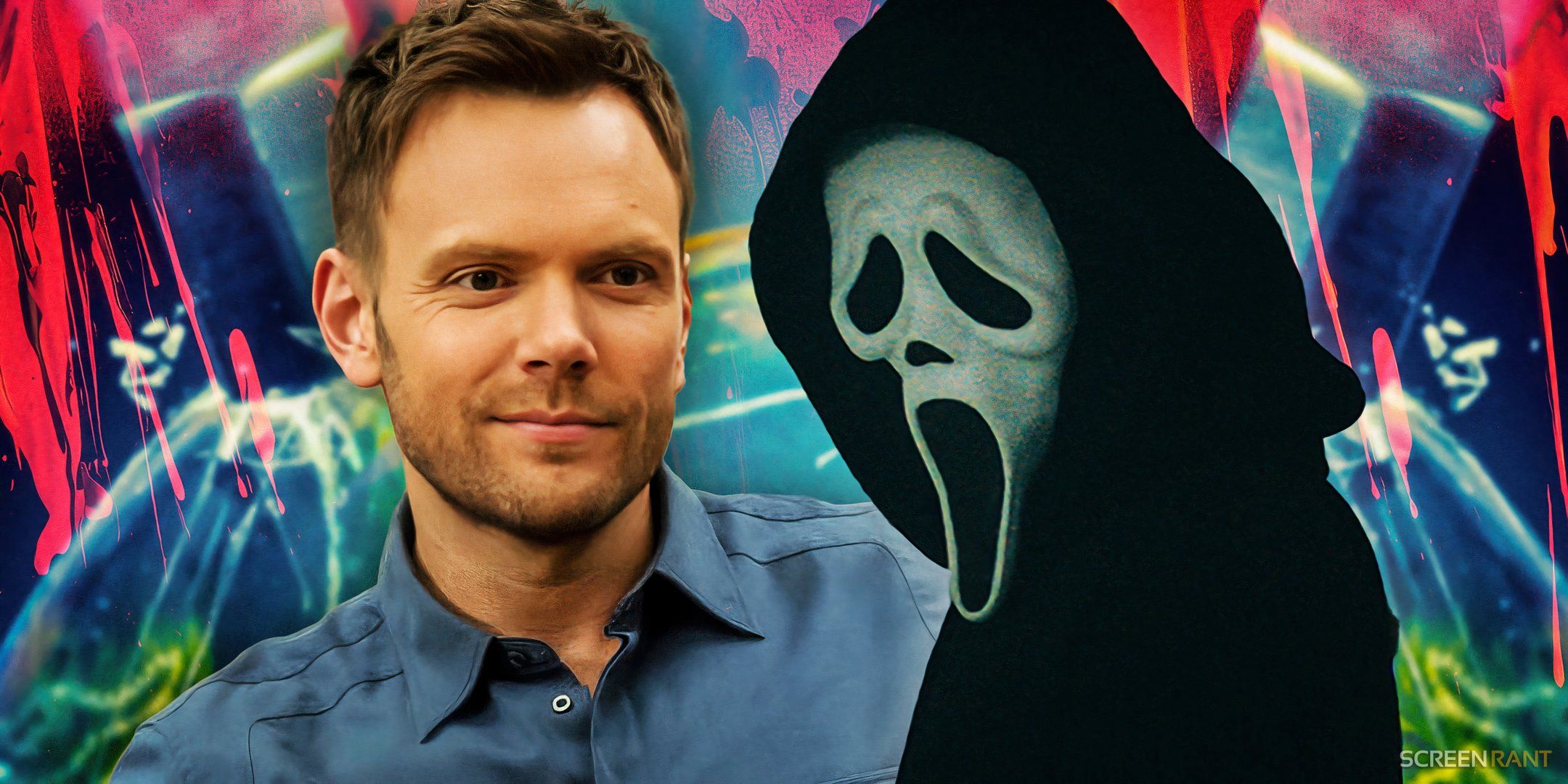 Joel McHale and Ghostface from Scream.