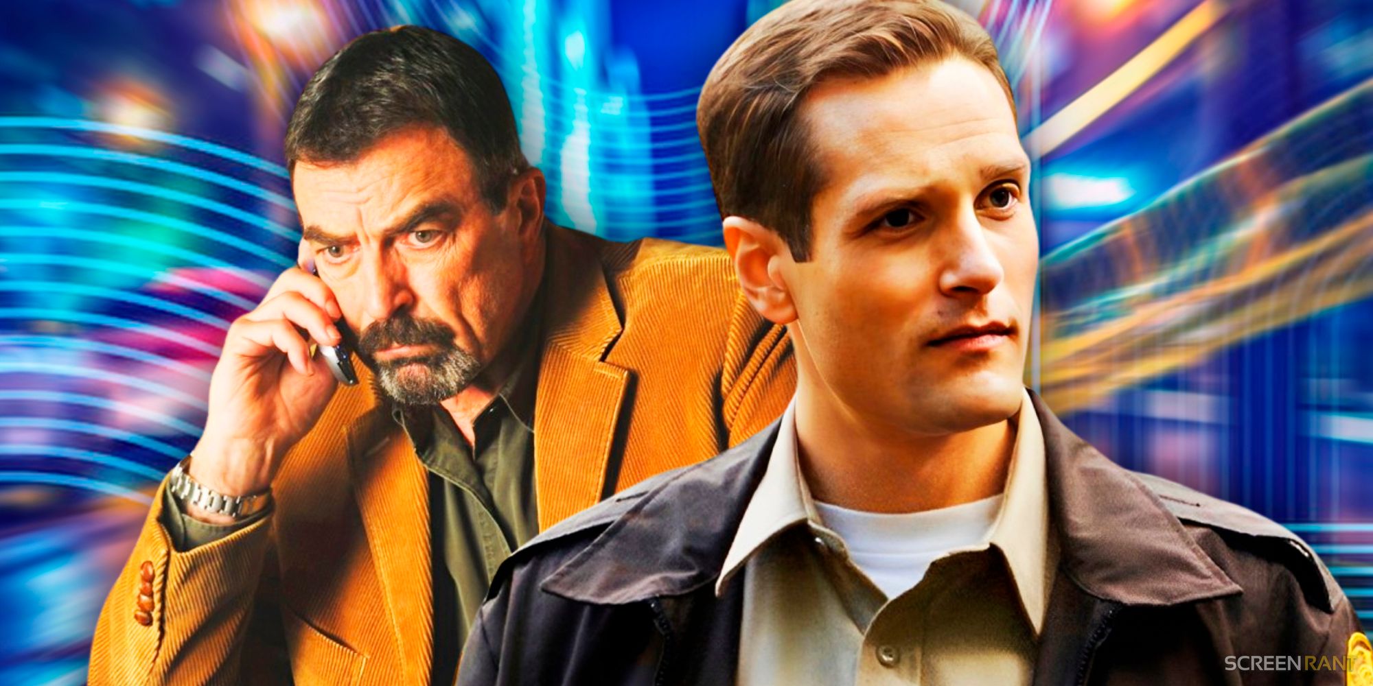 Kohl Sudduth as Suitcase with Tom Selleck&rsquo;s Jesse Stone on his phone