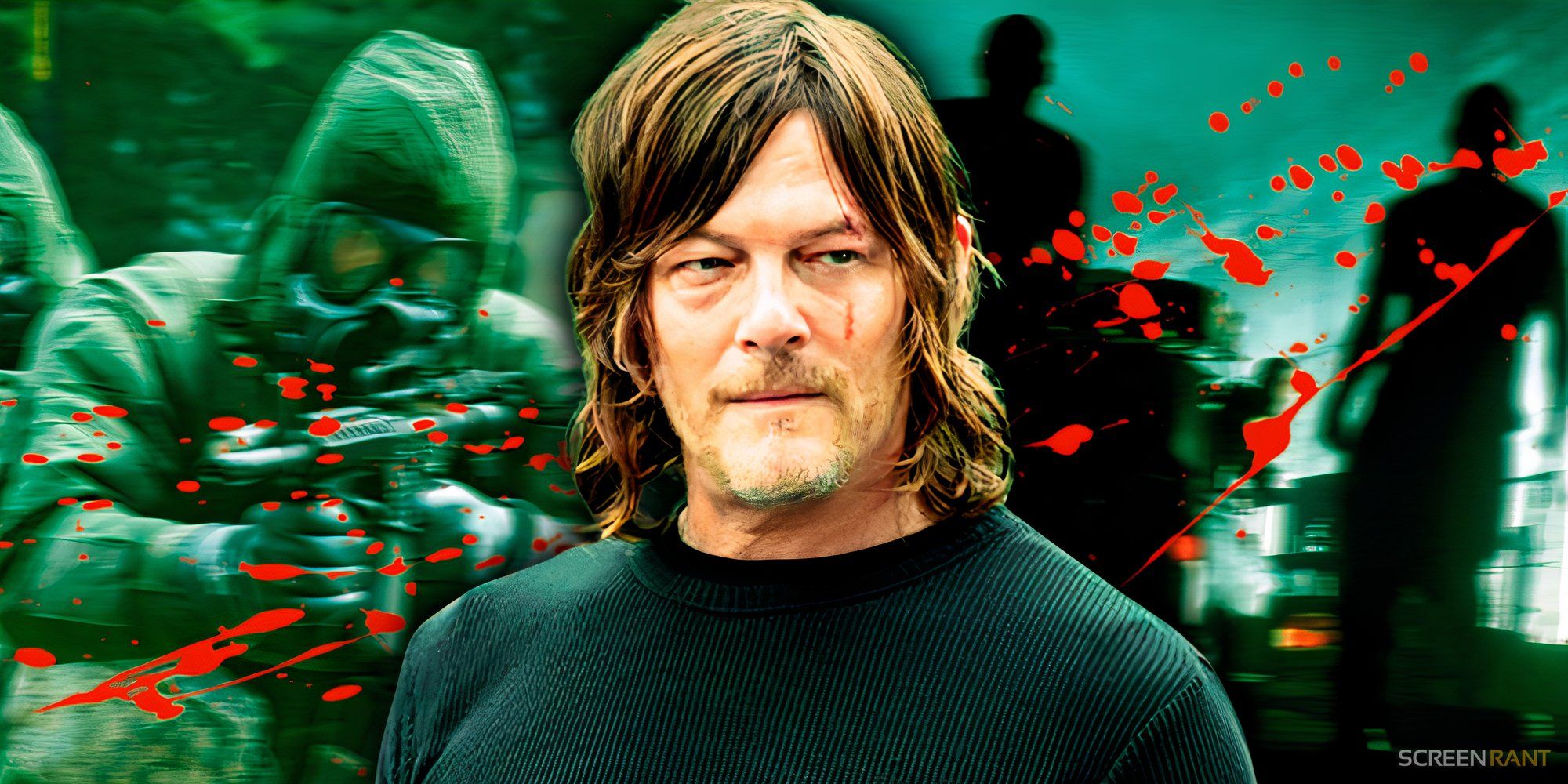 Norman Reedus as Daryl Dixon in The Walking Dead and 28 Days Later imagery.