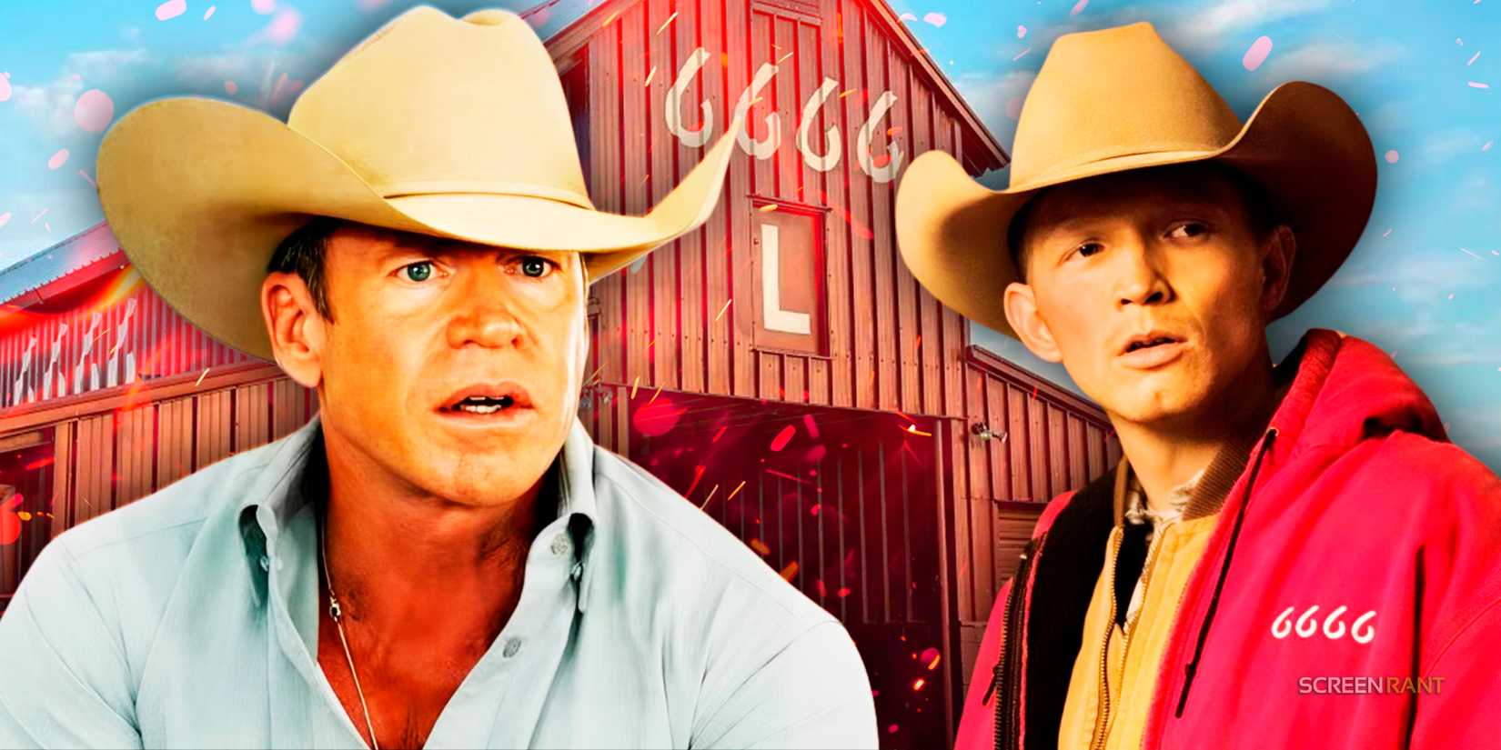 A collage of Taylor Sheridan and Jimmy Hurdstram from Yellowstone and 6666 ranch