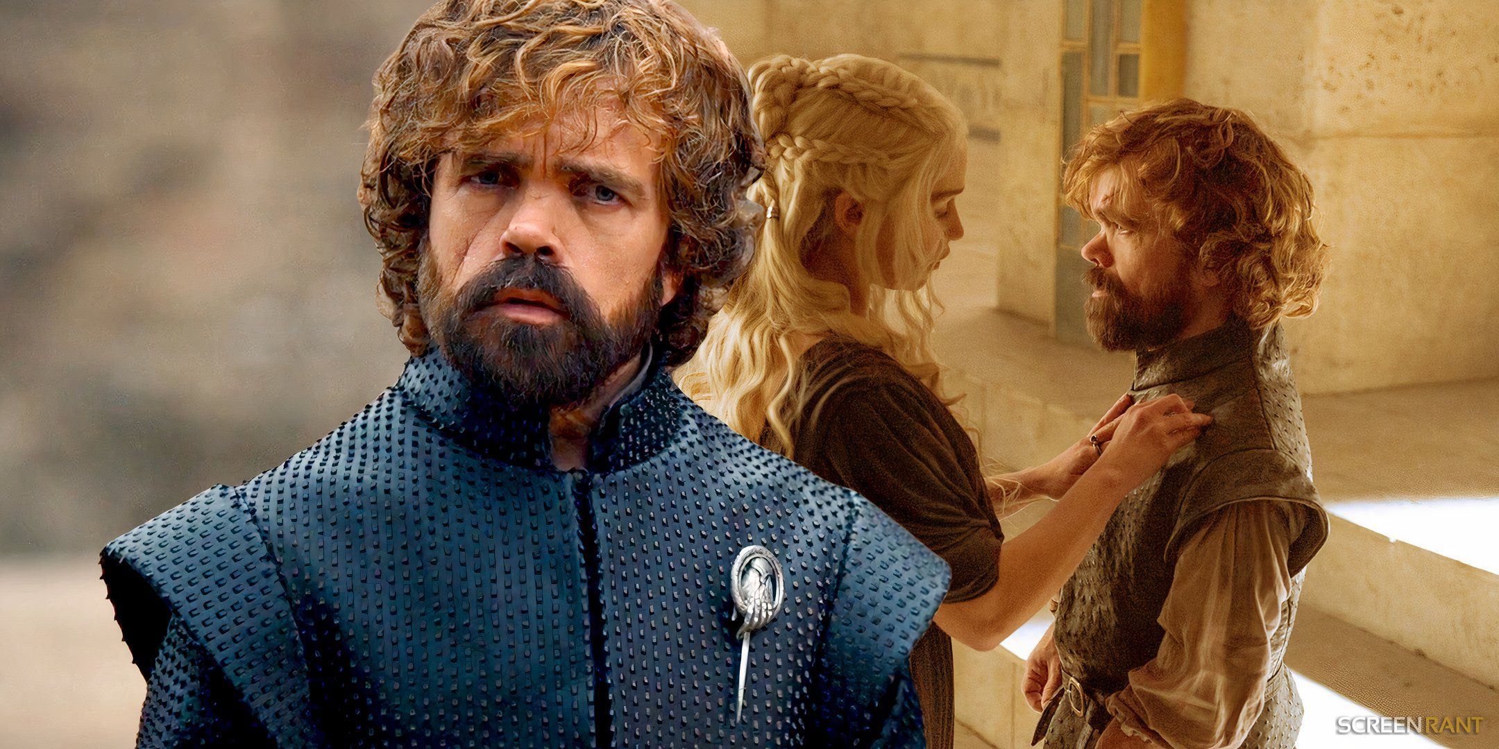 Tyrion Lannister (Peter Dinklage) with Daenerys Targaryen (Emilia Clarke) in Game of Thrones