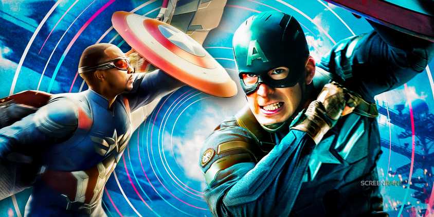 Sam Wilson and Steve Rogers as Captain America in the MCU