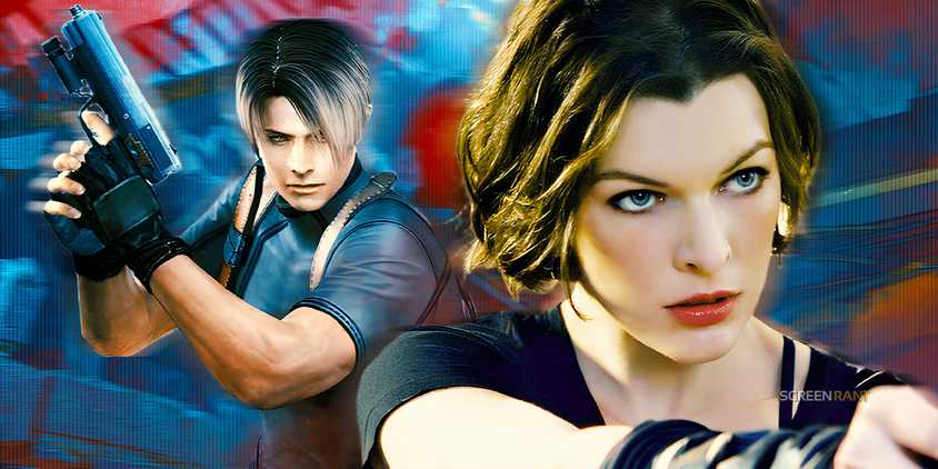 Milla Jovovich as Alice in the Resident Evil movies with Leon from the 2005 version of Resident Evil 4