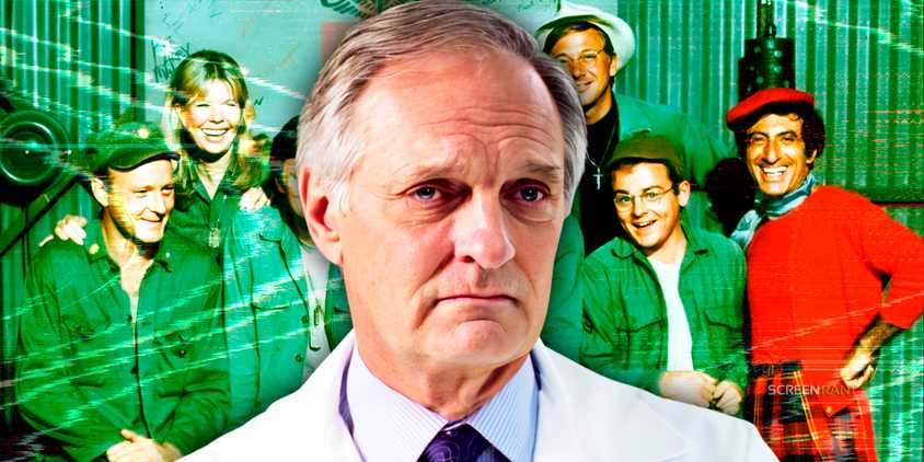 Alan Alda as Dr Lawrence from E.R. with the cast of MASH
