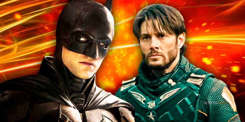 Jensen Ackles looking serious in The Boys and Robert Pattinson’s Batman looking worried