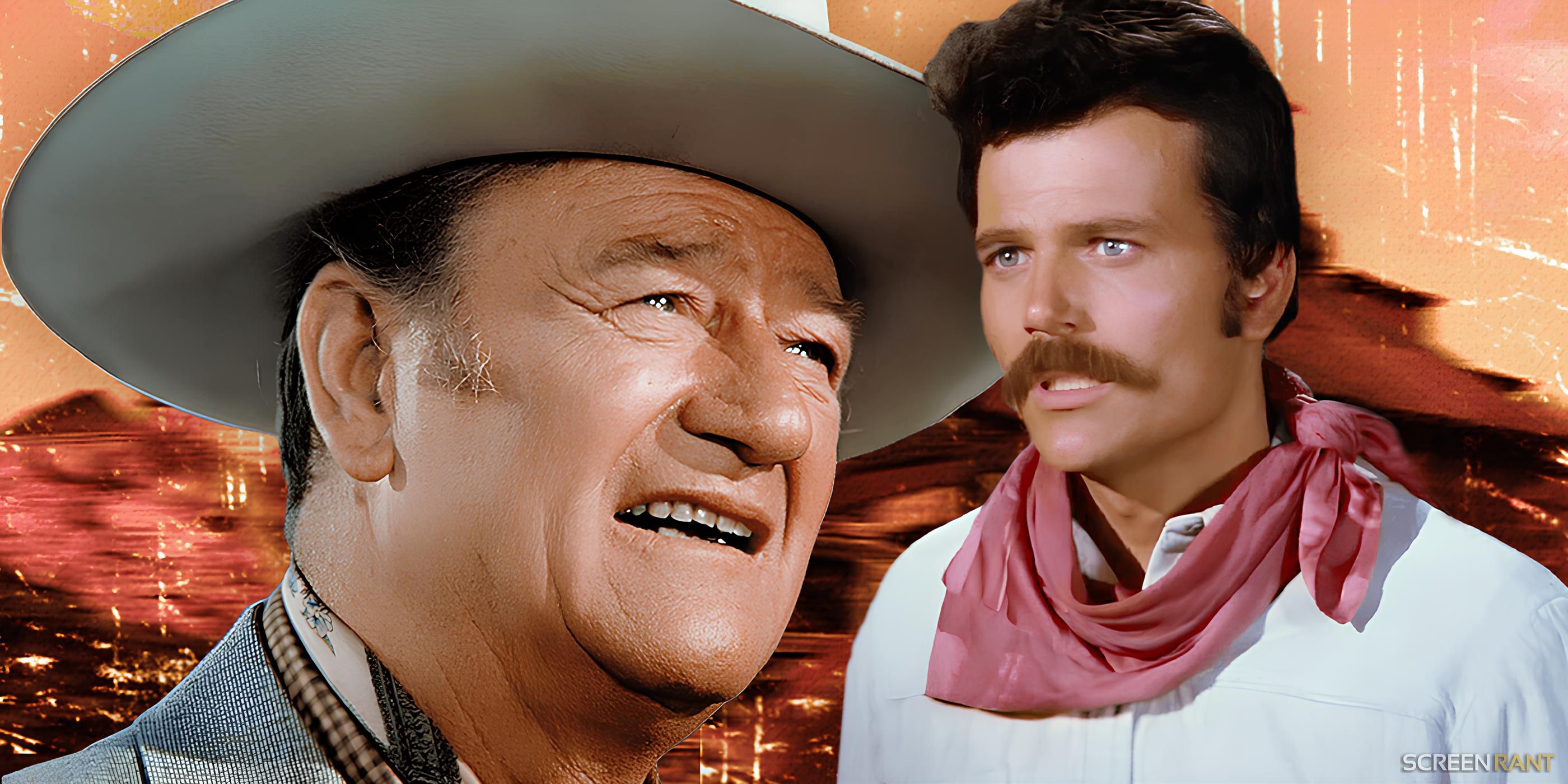 John Wayne as Big Jake alongside his real life son Patrick Wayne