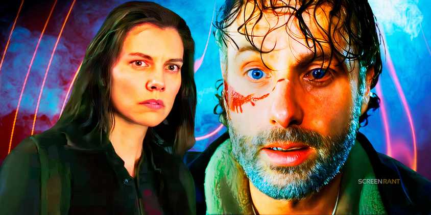 Lauren Cohan as Maggie from The Walking Dead Dead City and Andrew Lincoln as Rick Grimes.