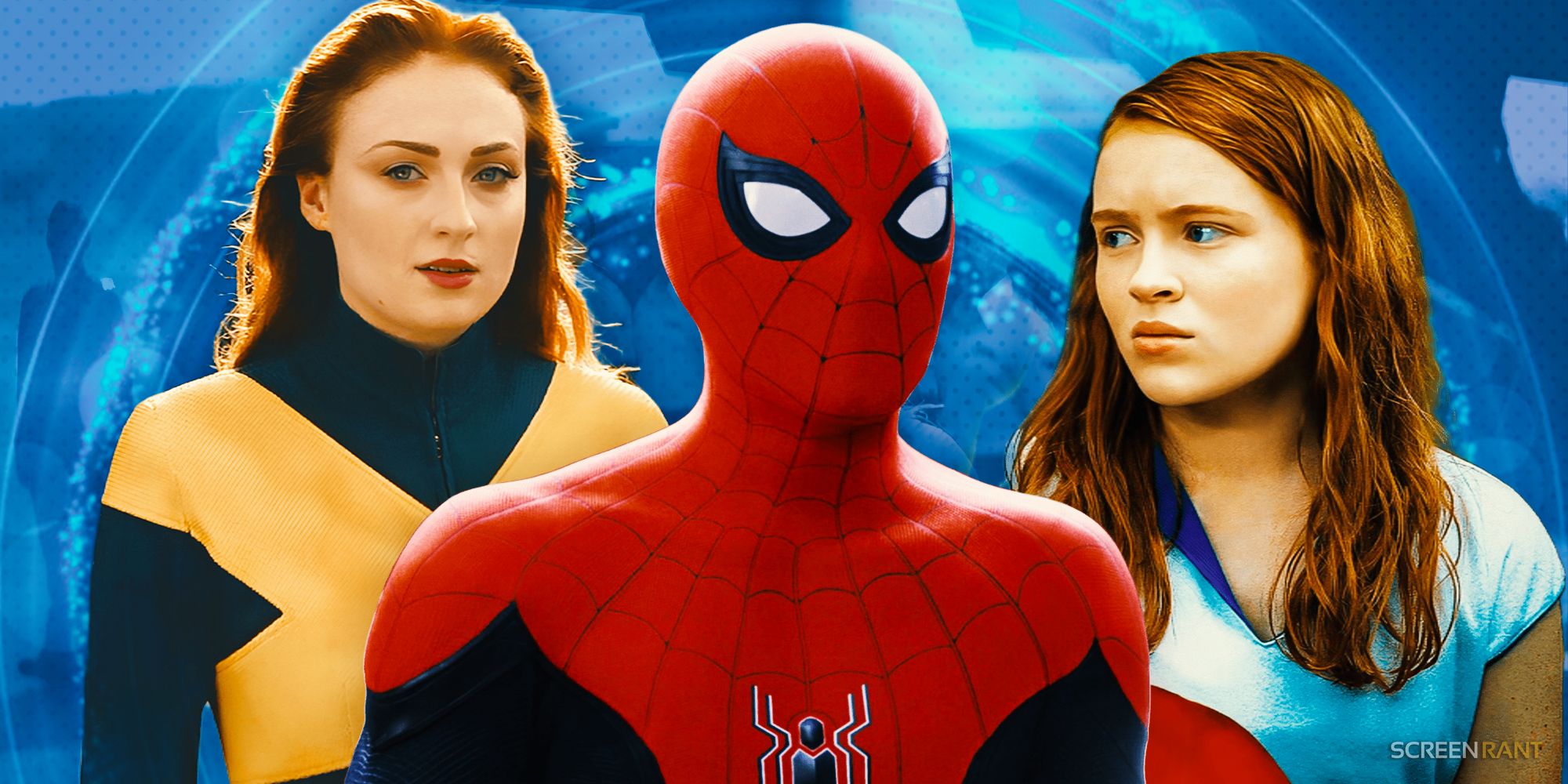 Tom Holland&rsquo;s Spider-Man with Sophie Turner&rsquo;s Jean Grey and Sadie Sink on both sides