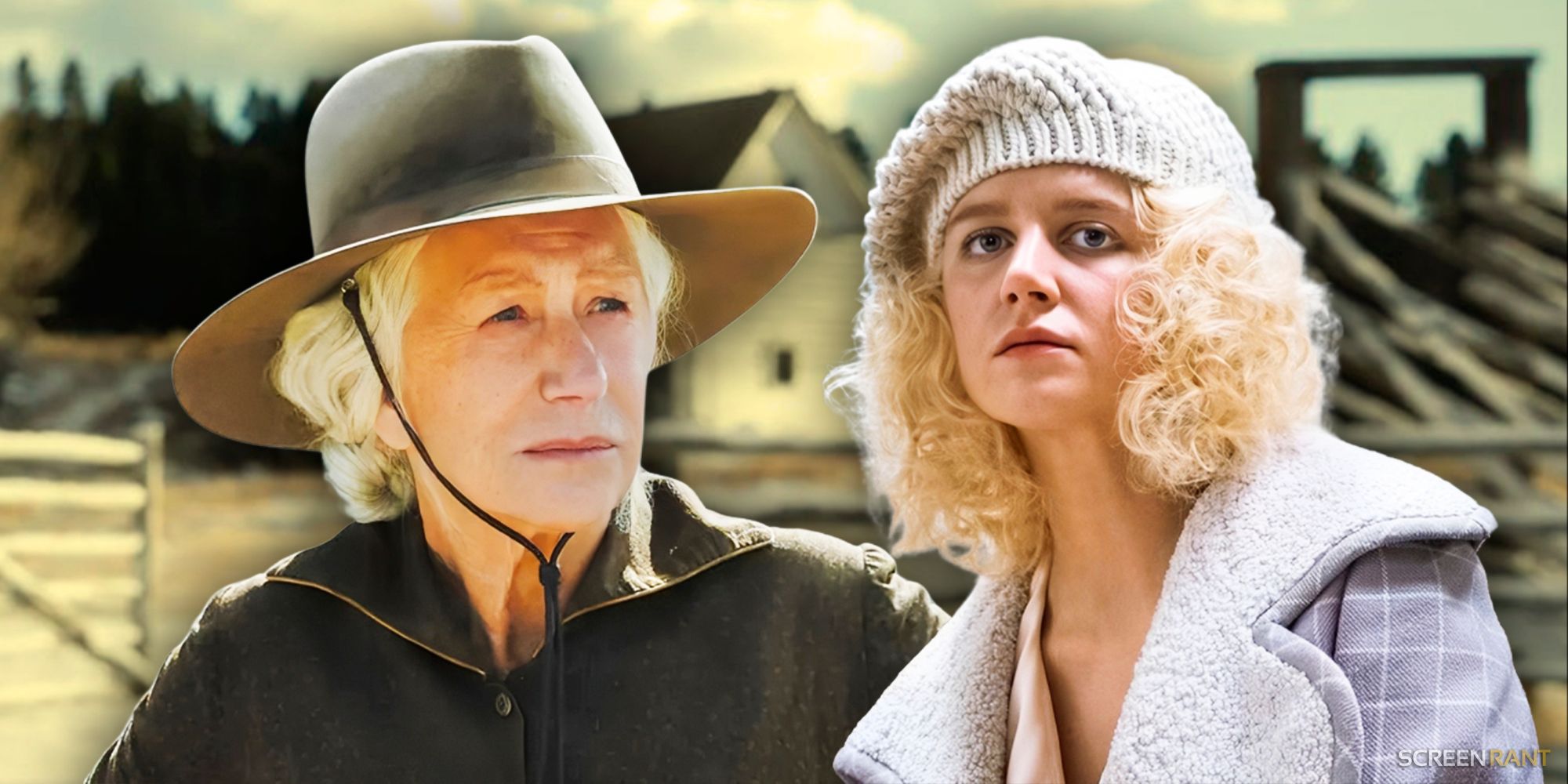 A custom collage for ScreenRant of Cara Dutton and Alex Dutton in 1923 season 2