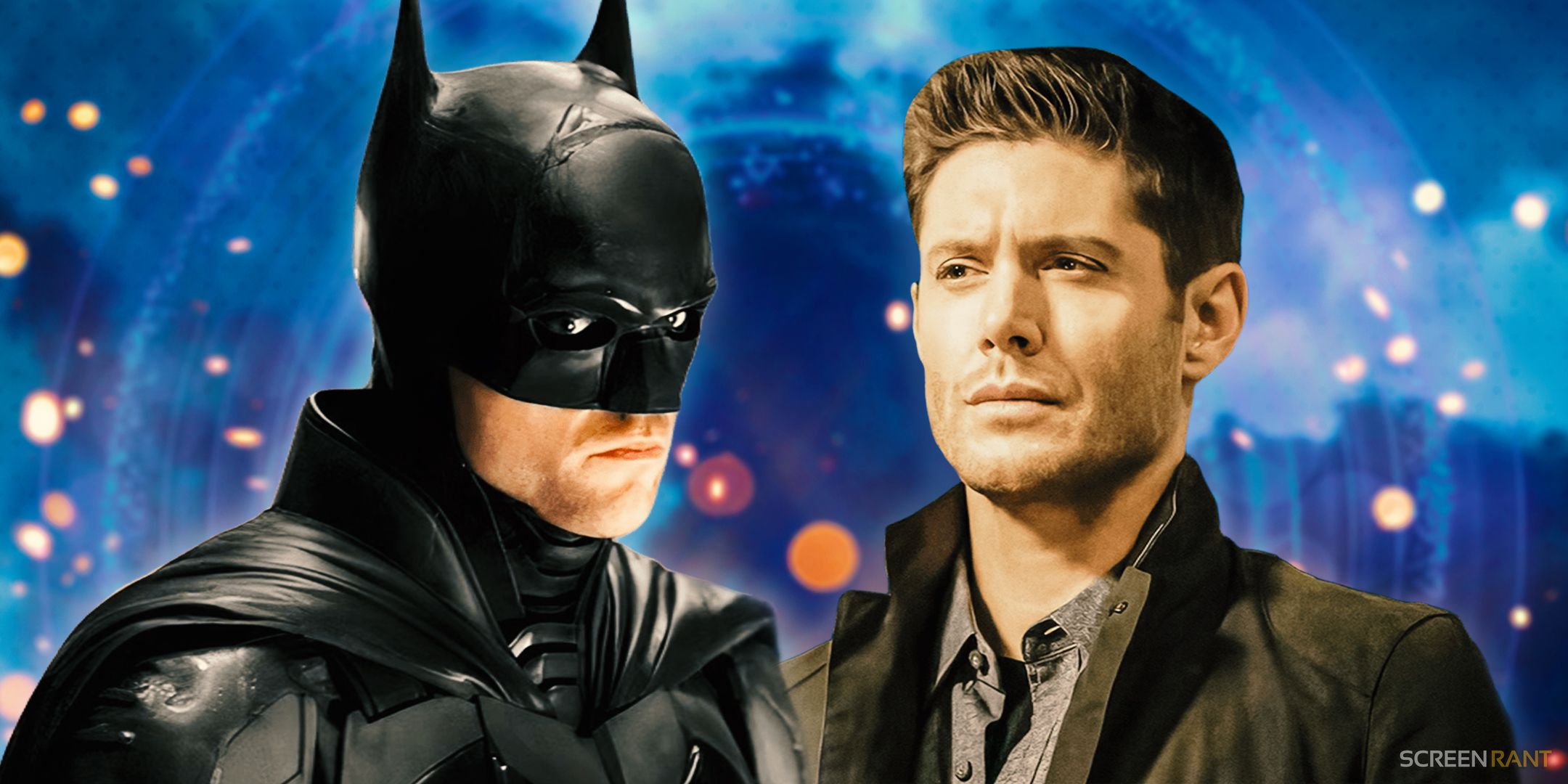 Robert Pattinson&rsquo;s Batman looking serious next to Jensen Ackles' Dean Winchester