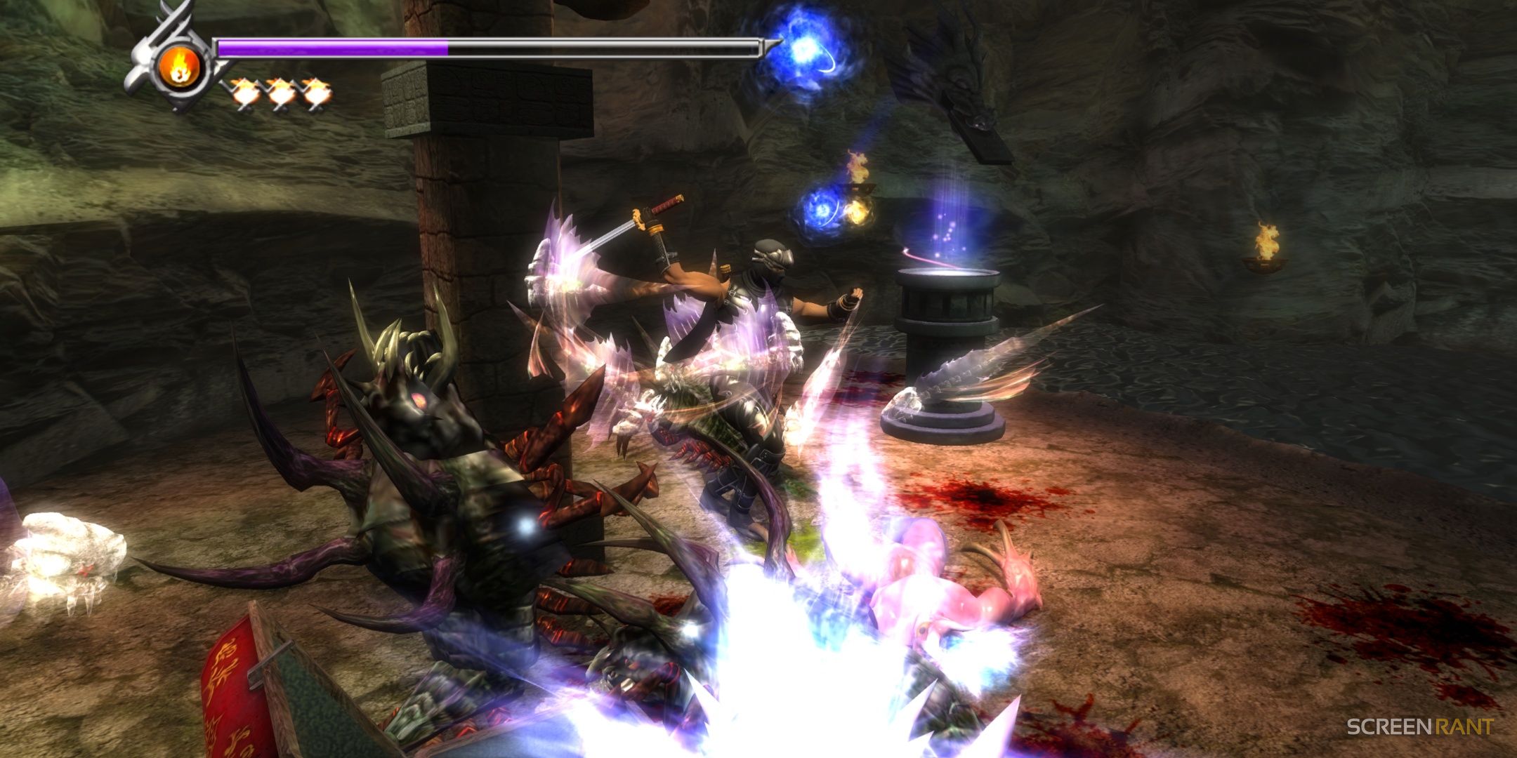 Ryu combatte contro numerosi nemici in Ninja Gaiden Sigma