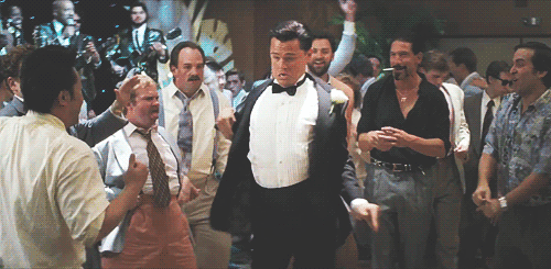 The Wolf of Wall Street trailer GIF with DiCaprio's dance
