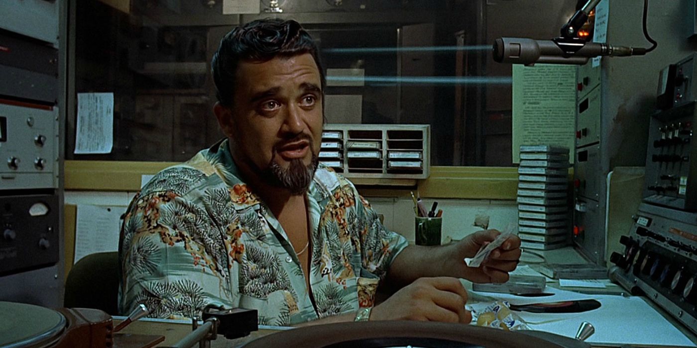 Wolfman Jack spins the tunes in American Graffiti.
