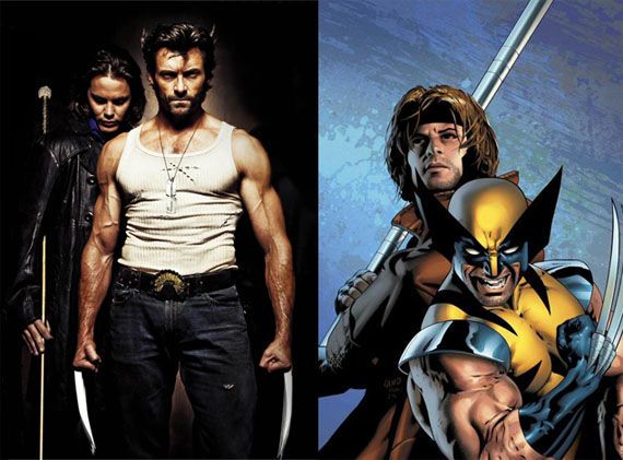 Taylor Kitsch and Hugh Jackman as Gambit and Wolverine