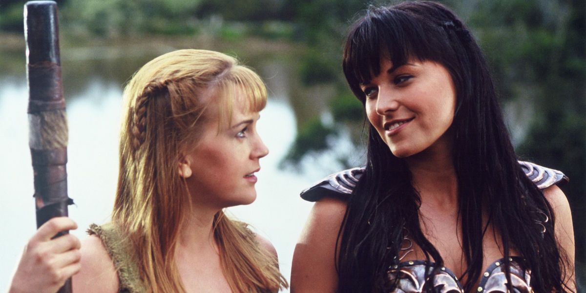 Xena and Gabriel smiling at each other