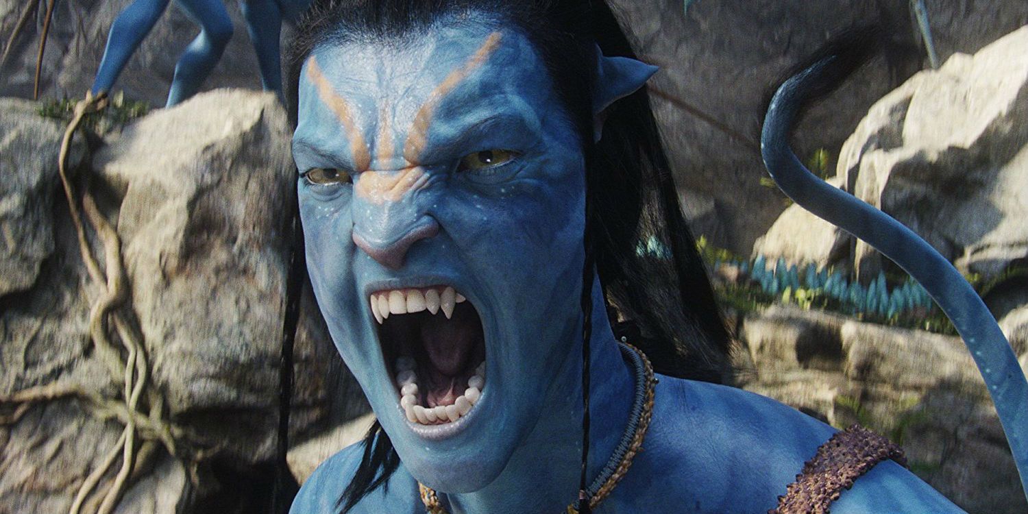 Jake como um Na'vi irritado em Avatar