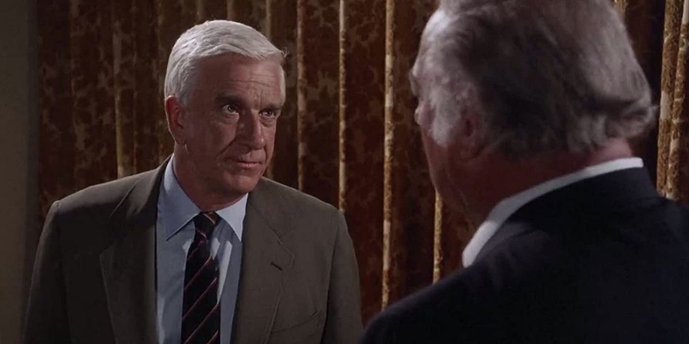 Leslie Nielsen as Frank Drebin in The Naked Gun