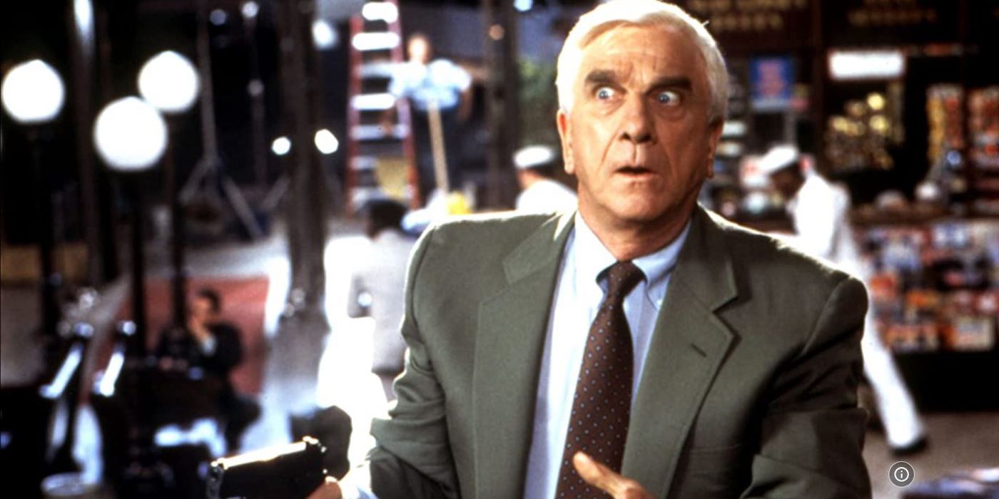 Leslie Nielsen as Frank Drebin in The Naked Gun 2 1/2.