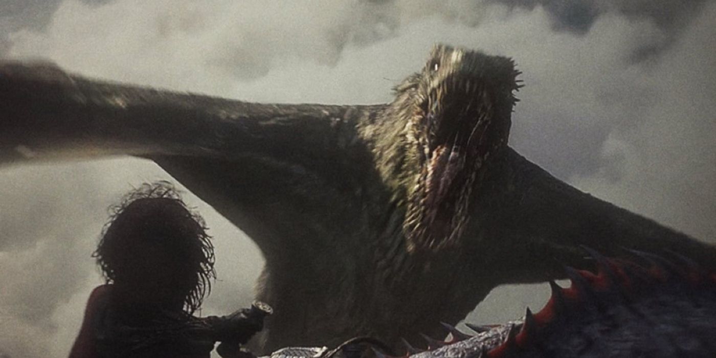 Vhagar attacking Lucerys and Arrax in House of the Dragon season 1 episode 10-1