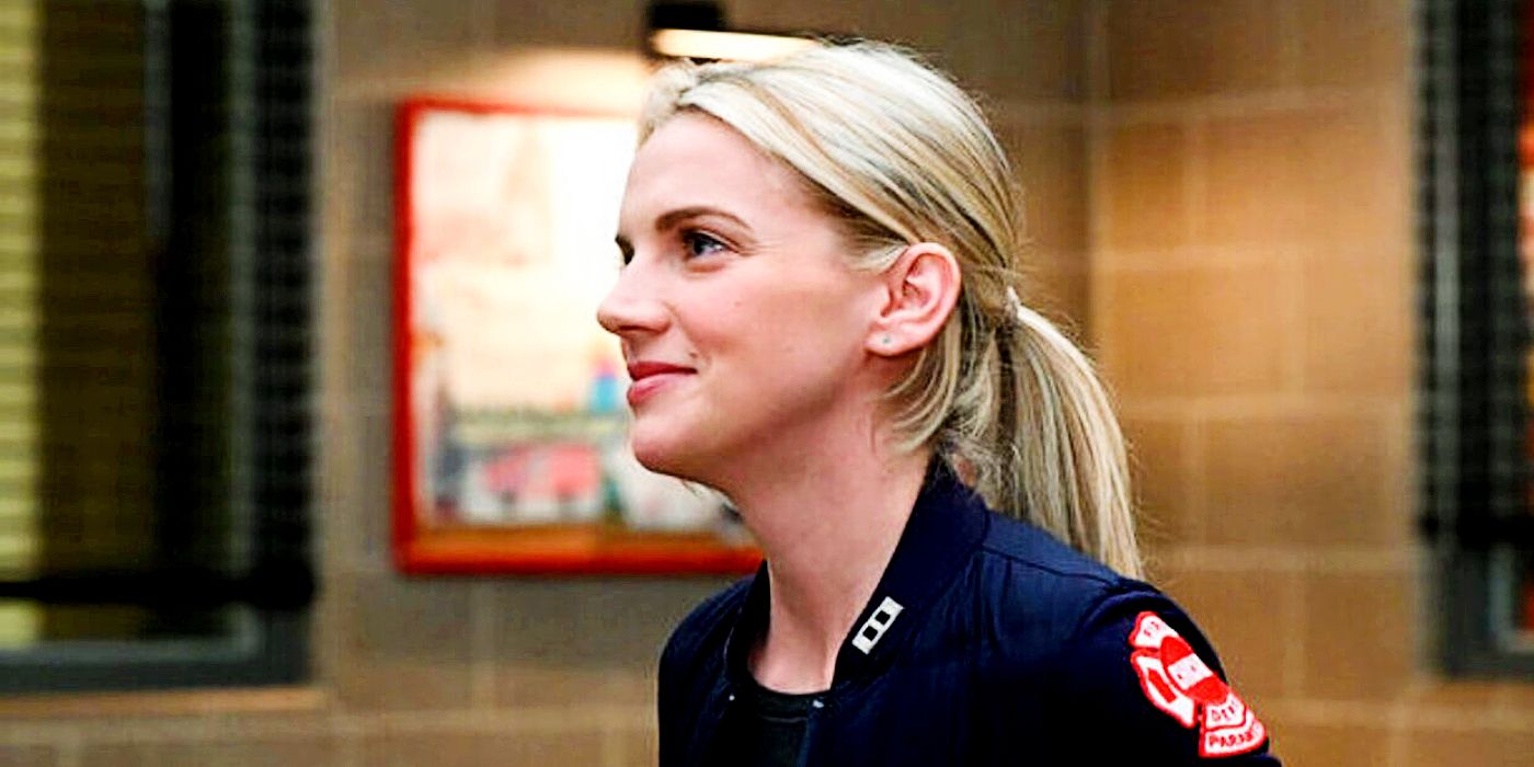 Kara Killmer as Brett smiling in Chicago Fire