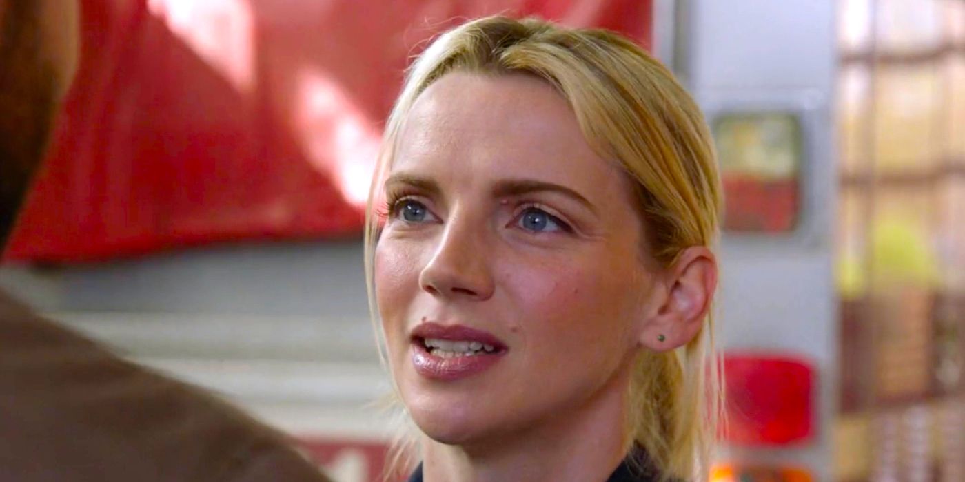 Kara Killmer as Sylvie Brett speaking and smiling in Chicago Fire season 11 episode 21