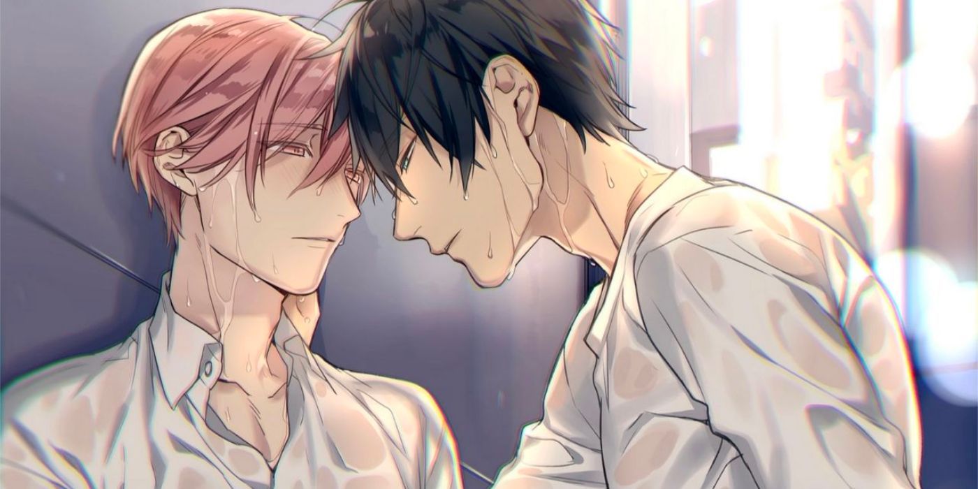 Ten Count official color art of the two leads standing side by side covered in water.