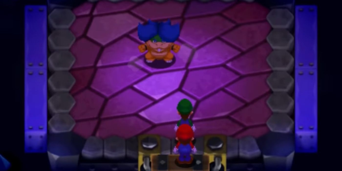 Mario e Luigi interrompidos por Ludwig von Koopa no jogo Mario & Luigi: Dream Team