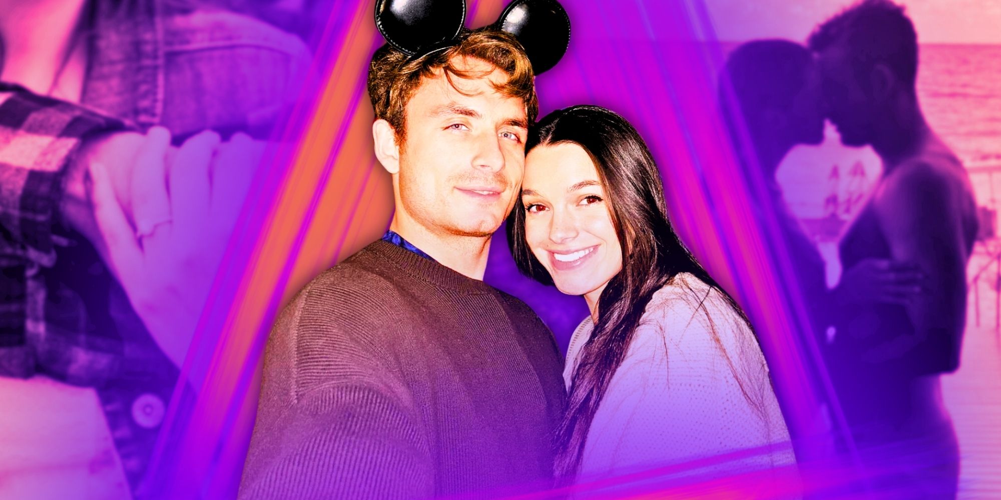 Vanderpump Rules montage of James and Ally with an engagement themed background - His Dog With Raquel Had Been Abandoned - James Introduced His Dog Graham To Ally